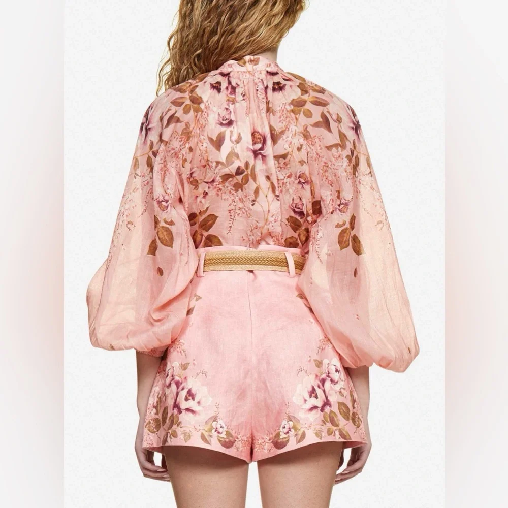 SOLD!! Zimmermann Women's Rosa Floral Tie-Neck Blouse Size 1 US 6-8 New - Picture 2 of 16